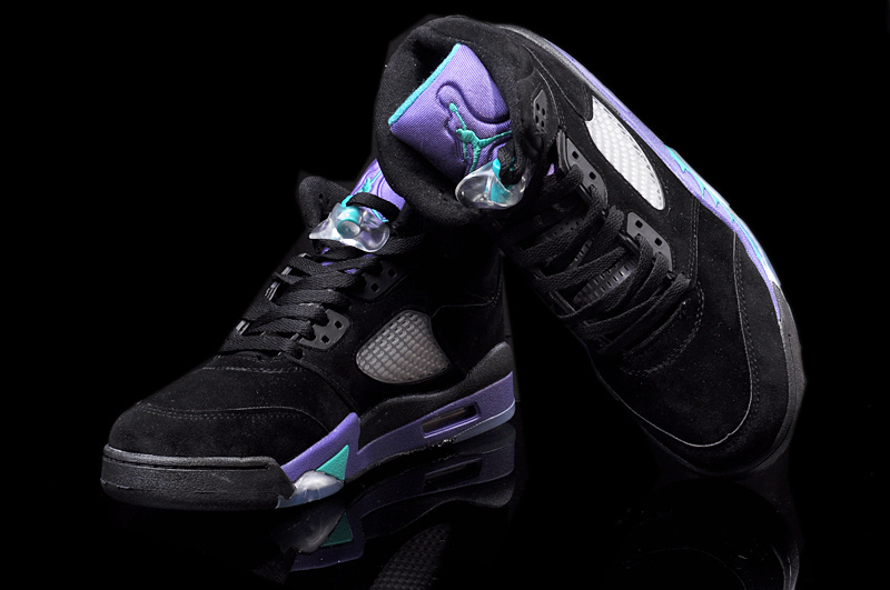Air Jordan 5 Mens Shoes Black/Violet/Blue Online
